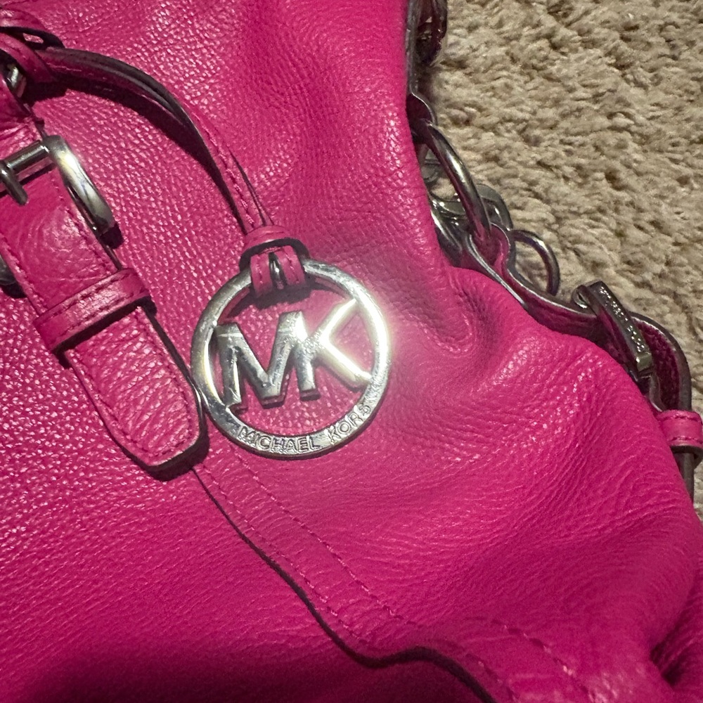 Michael Kors Pink Leather Tote Bag satchel magenta purse - Picture 4 of 9